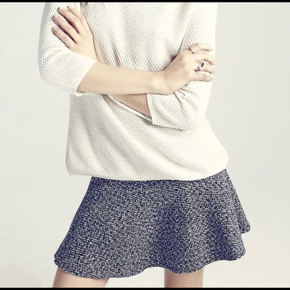 hinge Skirts Hinge Tweed Fit And Flare Mini Skirt With Faux Leather